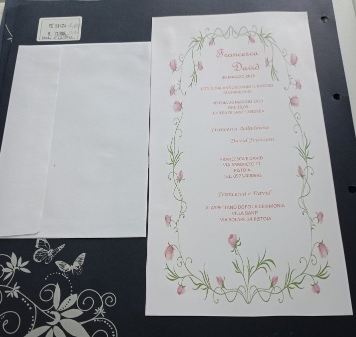 Partecipazioni Matrimonio - Partecipazione Sposi con fiori stampata