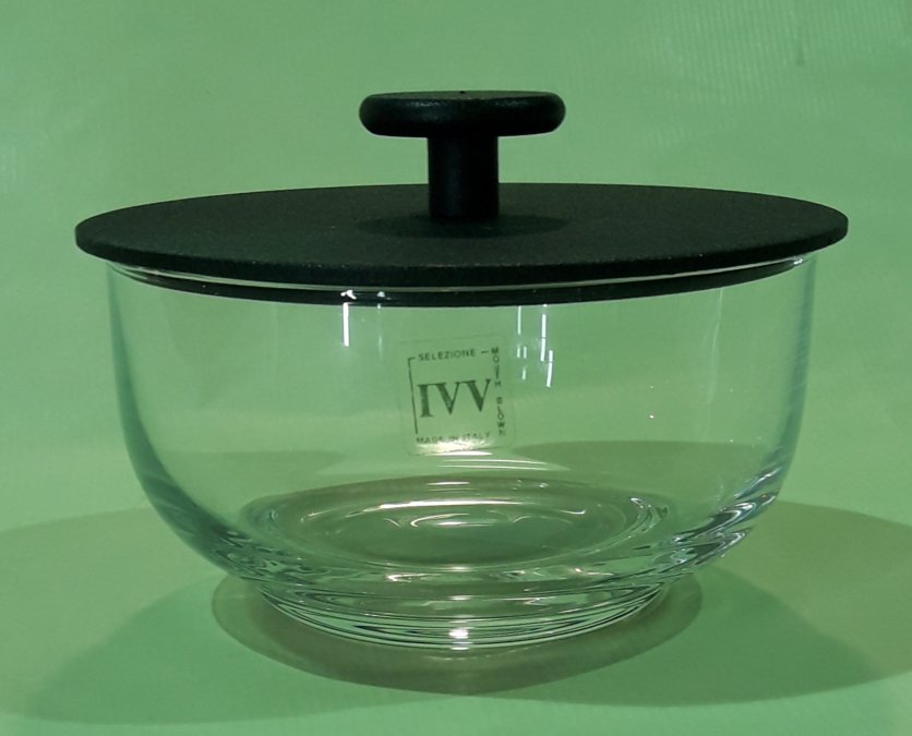 SCATOLINA in vetro IVV con coperchio nero in metallo